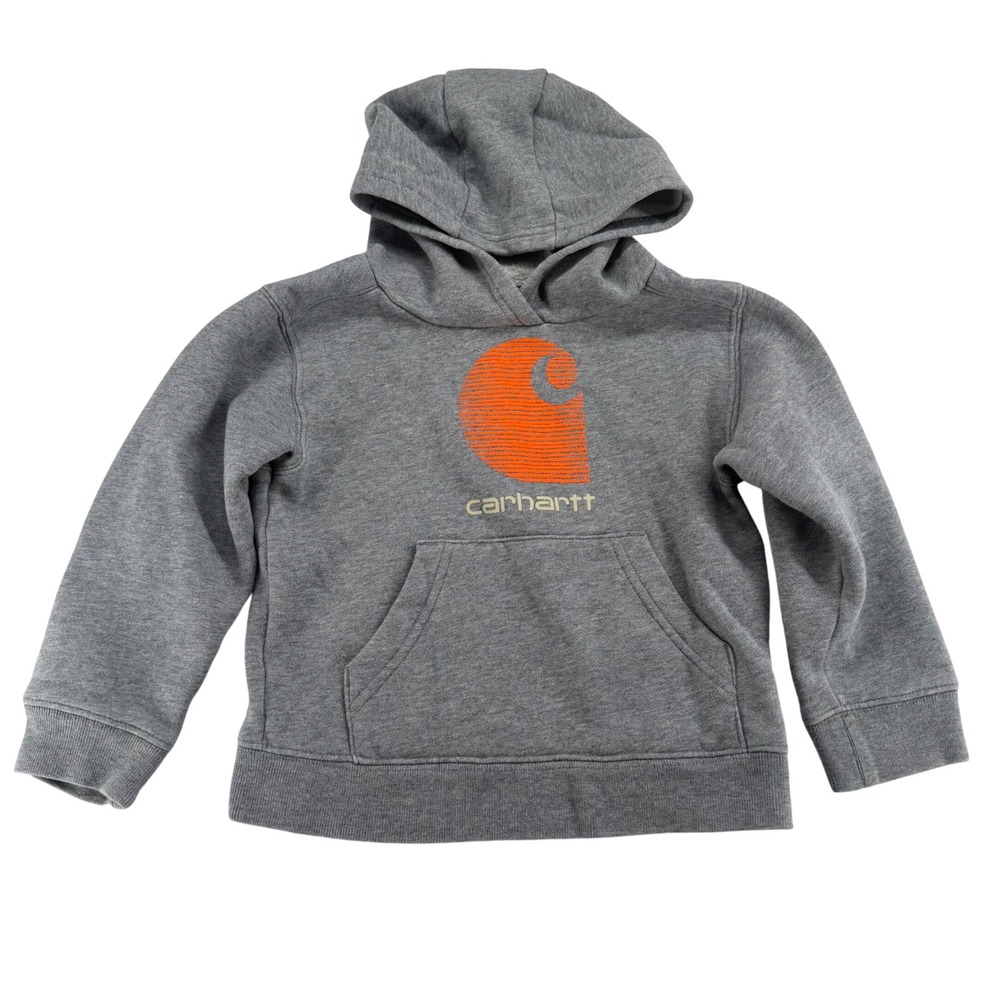Carhartt Logo Graphic Hoodie Kids Size 4 Gray TS6348-B Toddler Unisex Outdoors